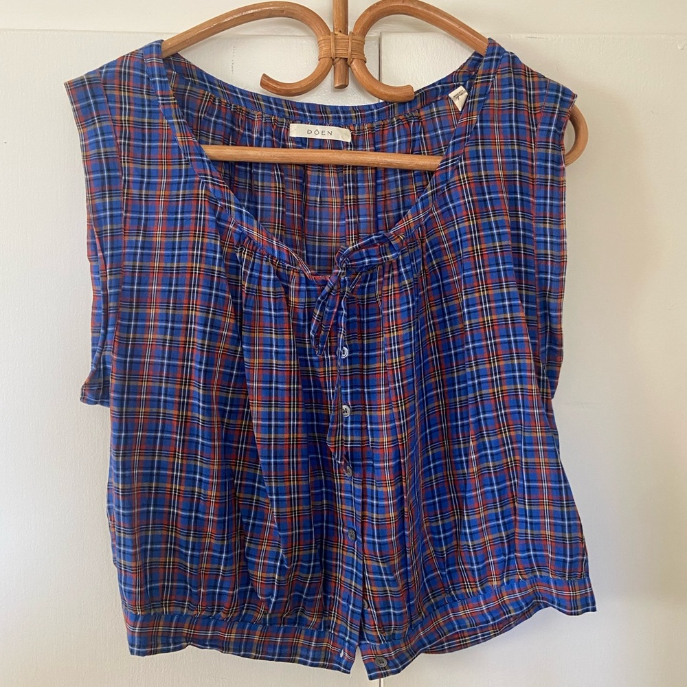 Doen Roselle Plaid Top Medium